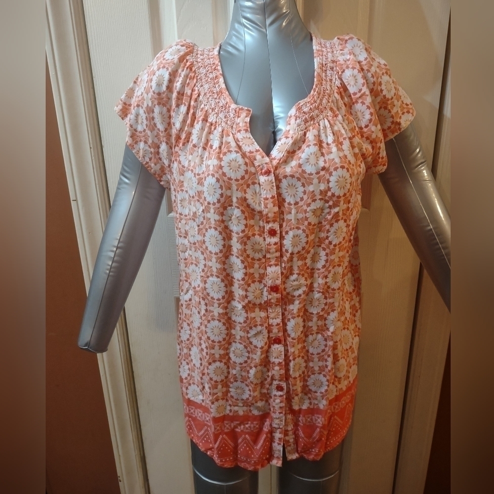 Faded Glory woman size large 12-14 blouse shirt top summer